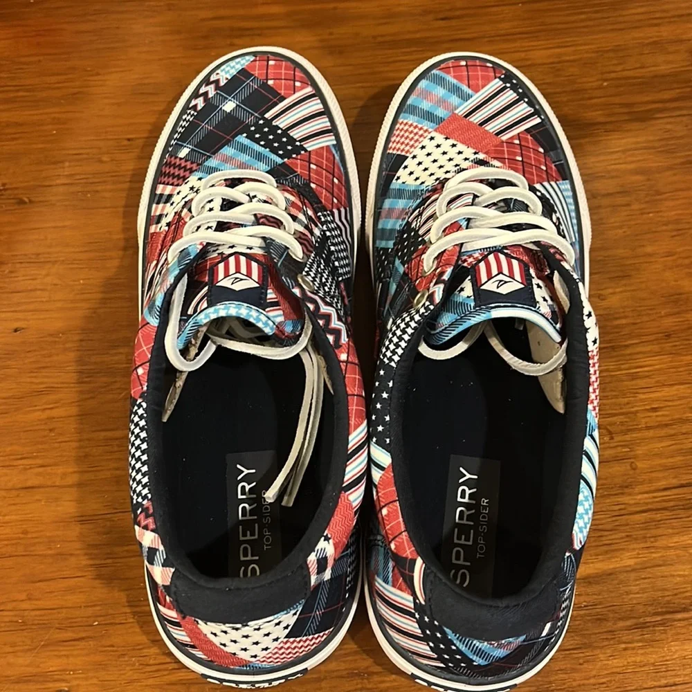Sperry Top Sider Striper USA Flag shoes sneakers new boat deck 4th of July Mens